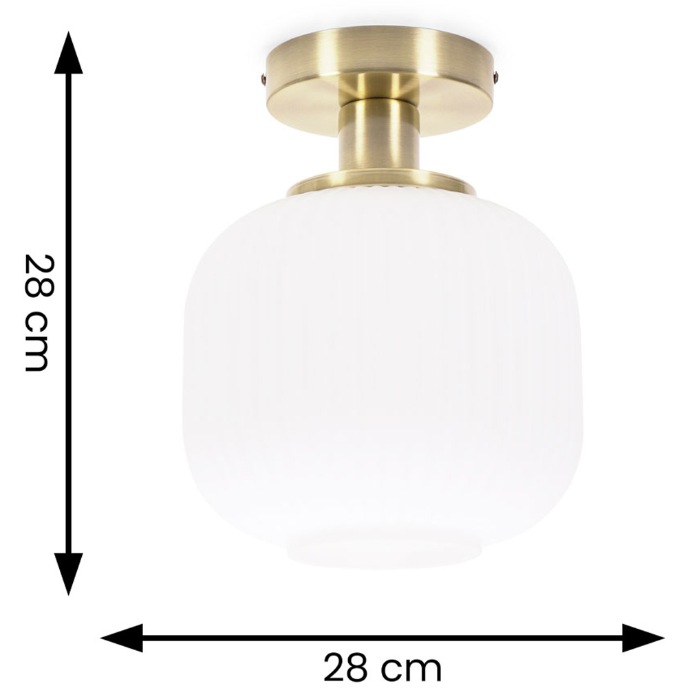 ValueLights Calpe Opal Frosted Shade Gold Stem LED Flush Ceiling Light Image 5