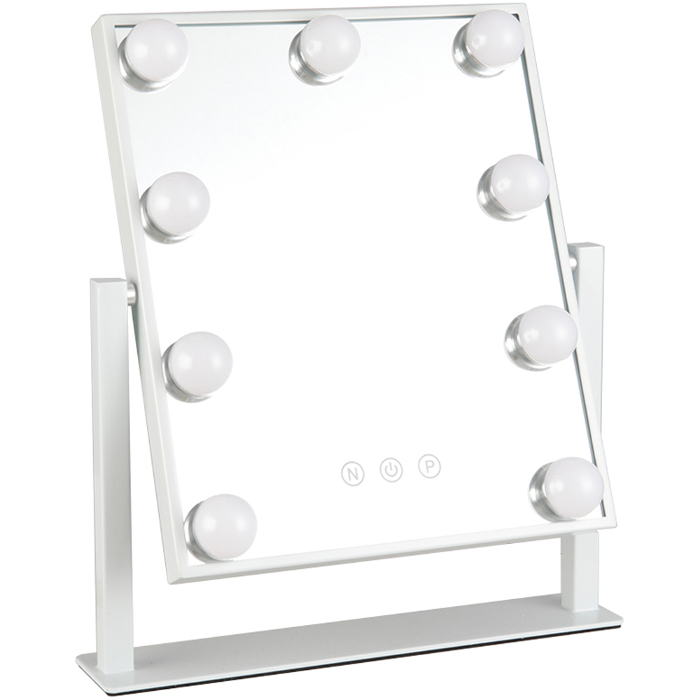 Living and Home White Hollywood LED Vanity Mirror Image 1