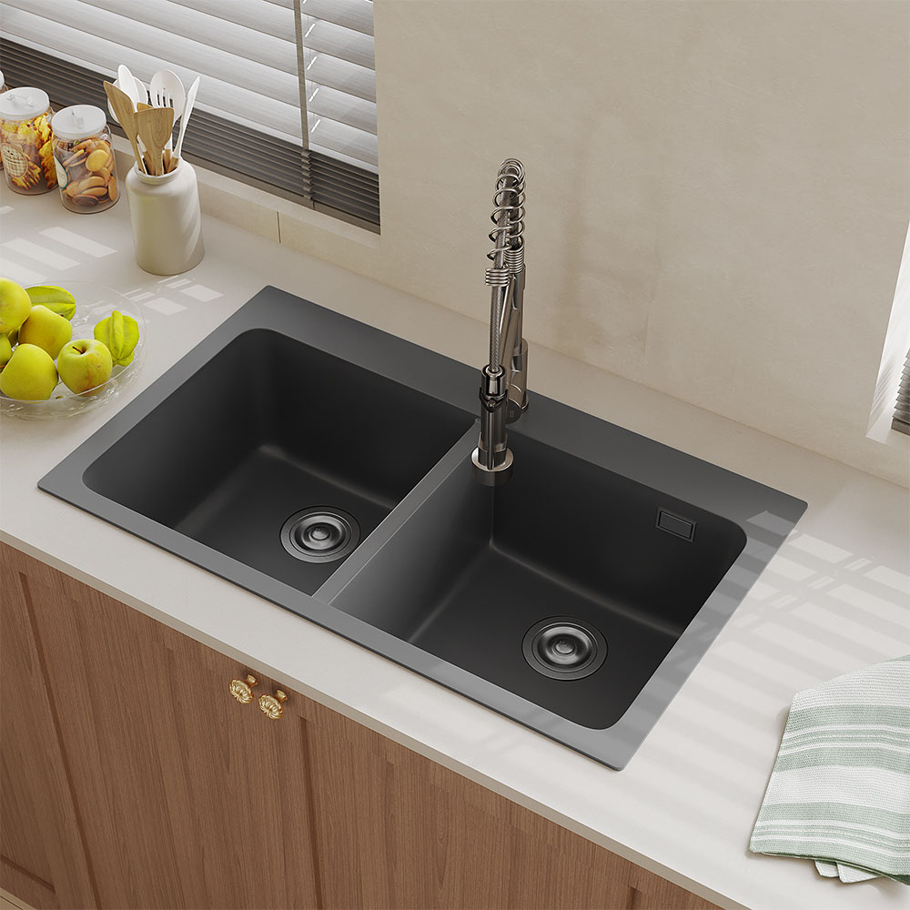 Living and Home Grey Double Undermount Kitchen Sink Bowl 83.5 x 49cm Image 6