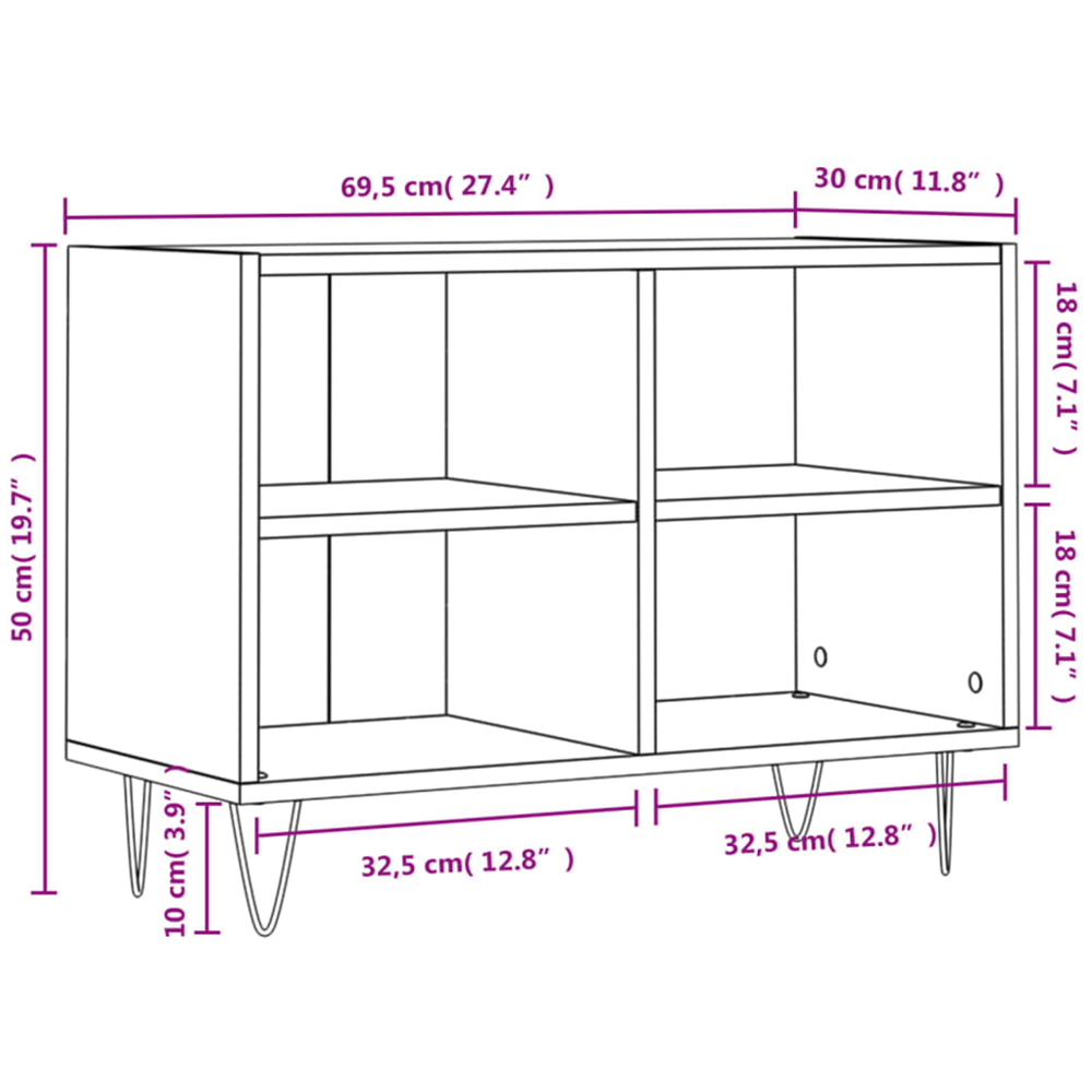 vidaXL 4 Shelf High Gloss White TV Cabinet Image 9