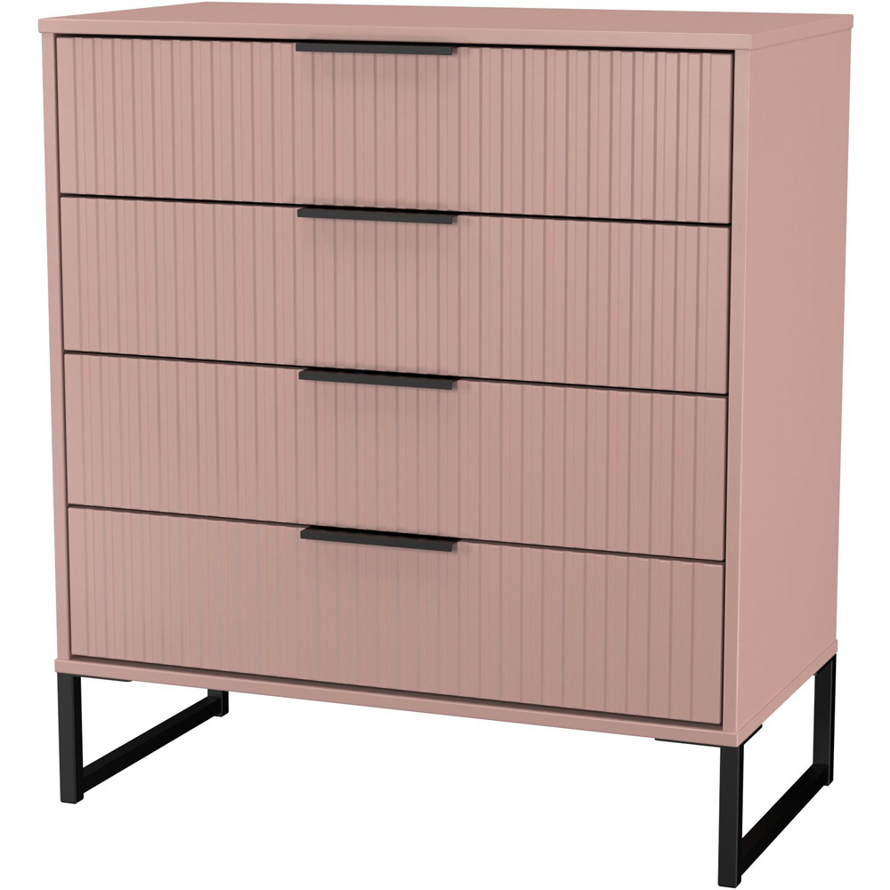 Crowndale Fluted 4 Drawer Kobe Pink Chest of Drawers Ready Assembled Image 4
