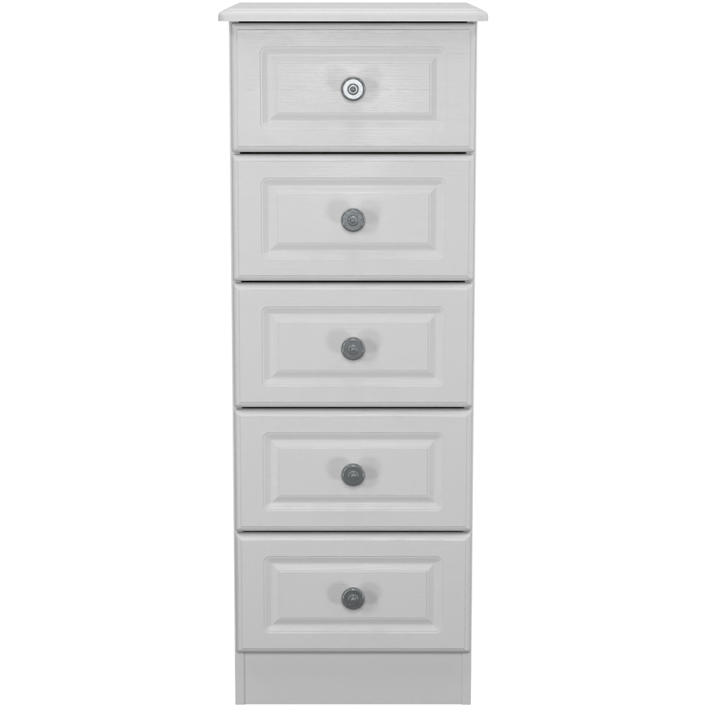 Crowndale Pembroke 5 Drawer Grey Ash Tall Bedside Cabinet Ready Assembled Image 2