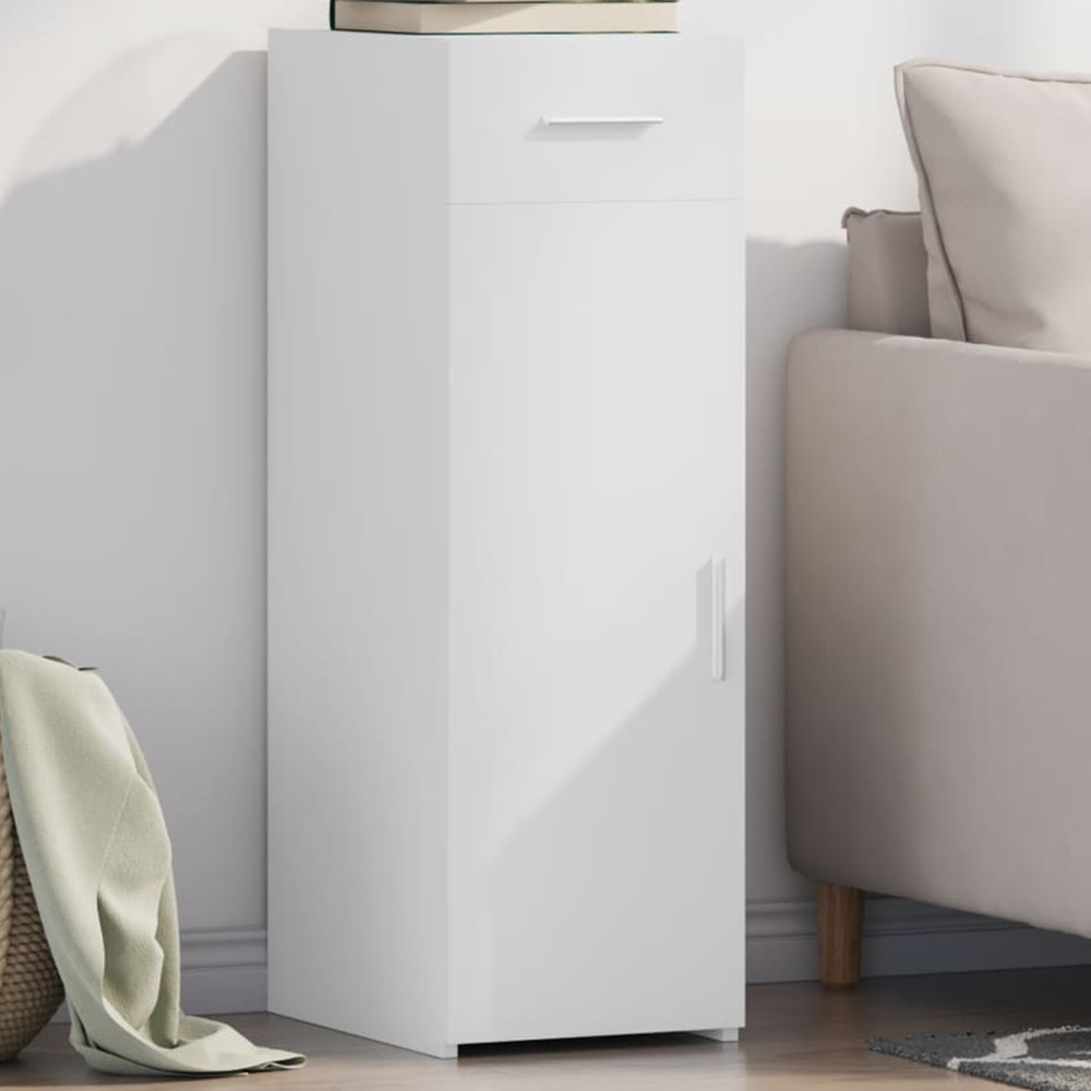 vidaXL Single Door Single Drawer White Sideboard Image 1