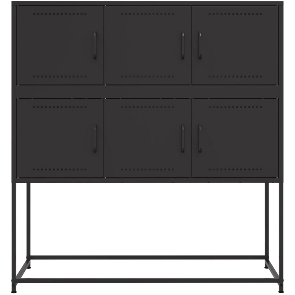 vidaXL 6 Door Black Metal Sideboard Image 3