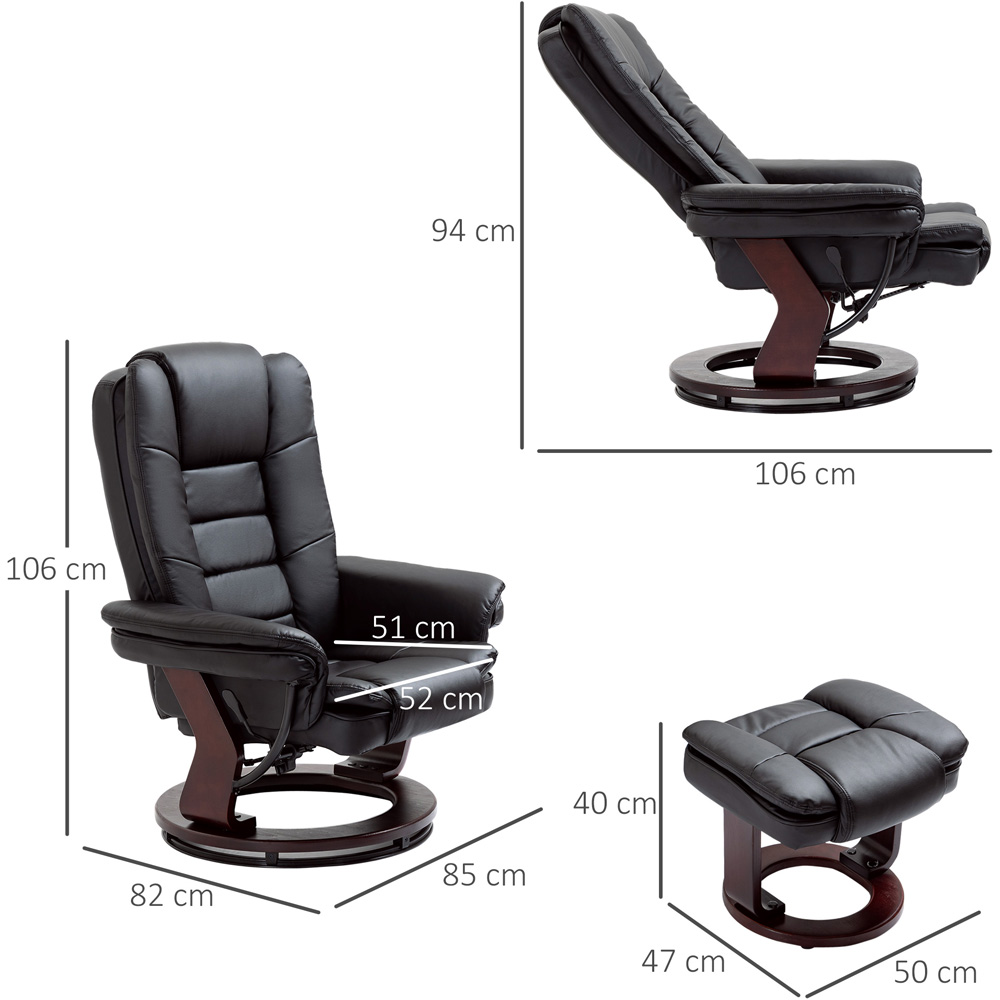 Portland Black PU Leather Manual Recliner Chair with Footrest Image 7