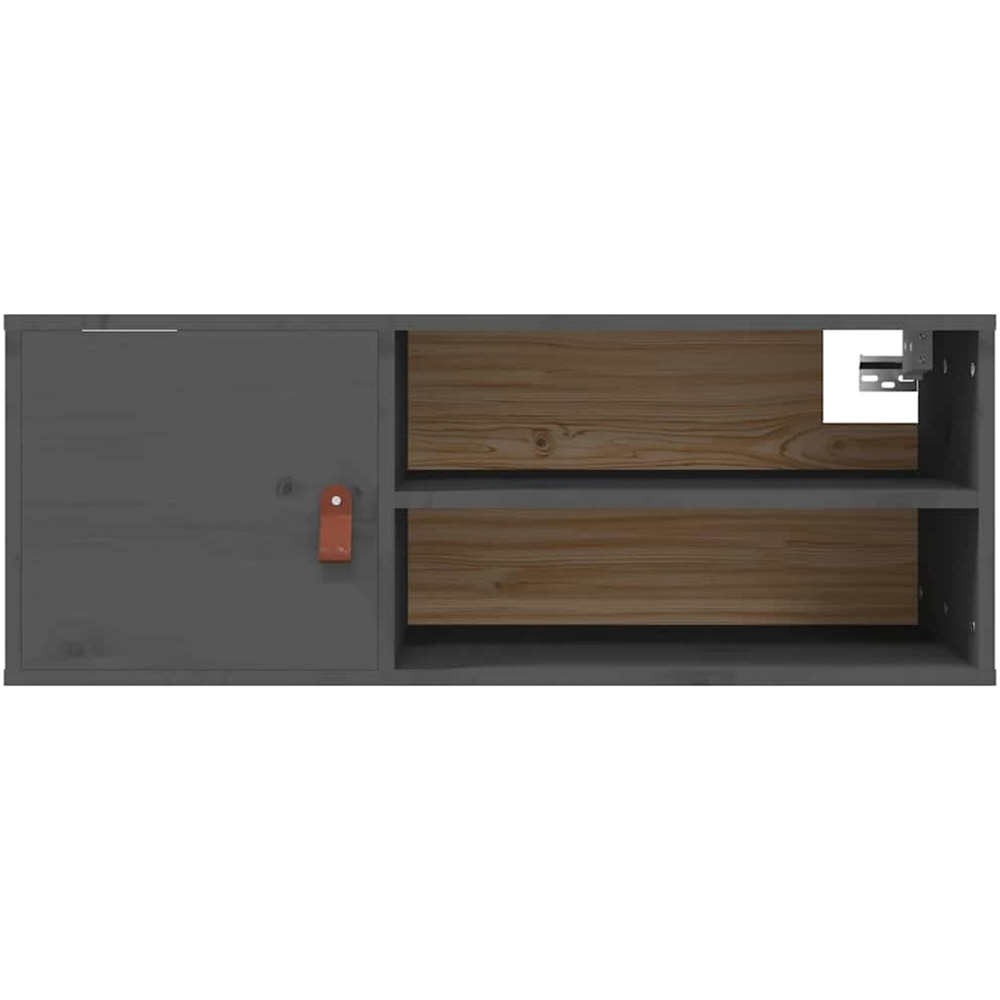 vidaXL Single Door 2 Shelf Grey Solid Wood Pine Wall Cabinet Image 5