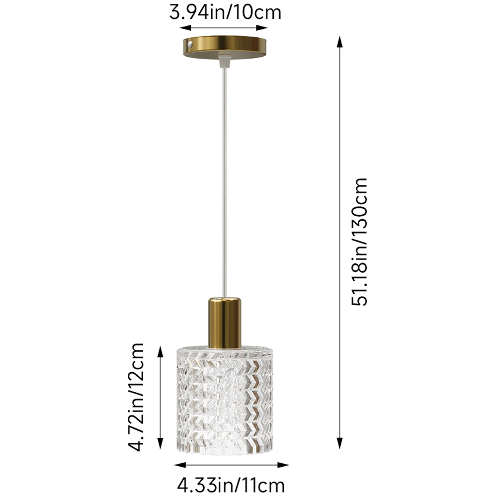 Living and Home Small Gold Glass Shade E27 Pendant Light Image 8
