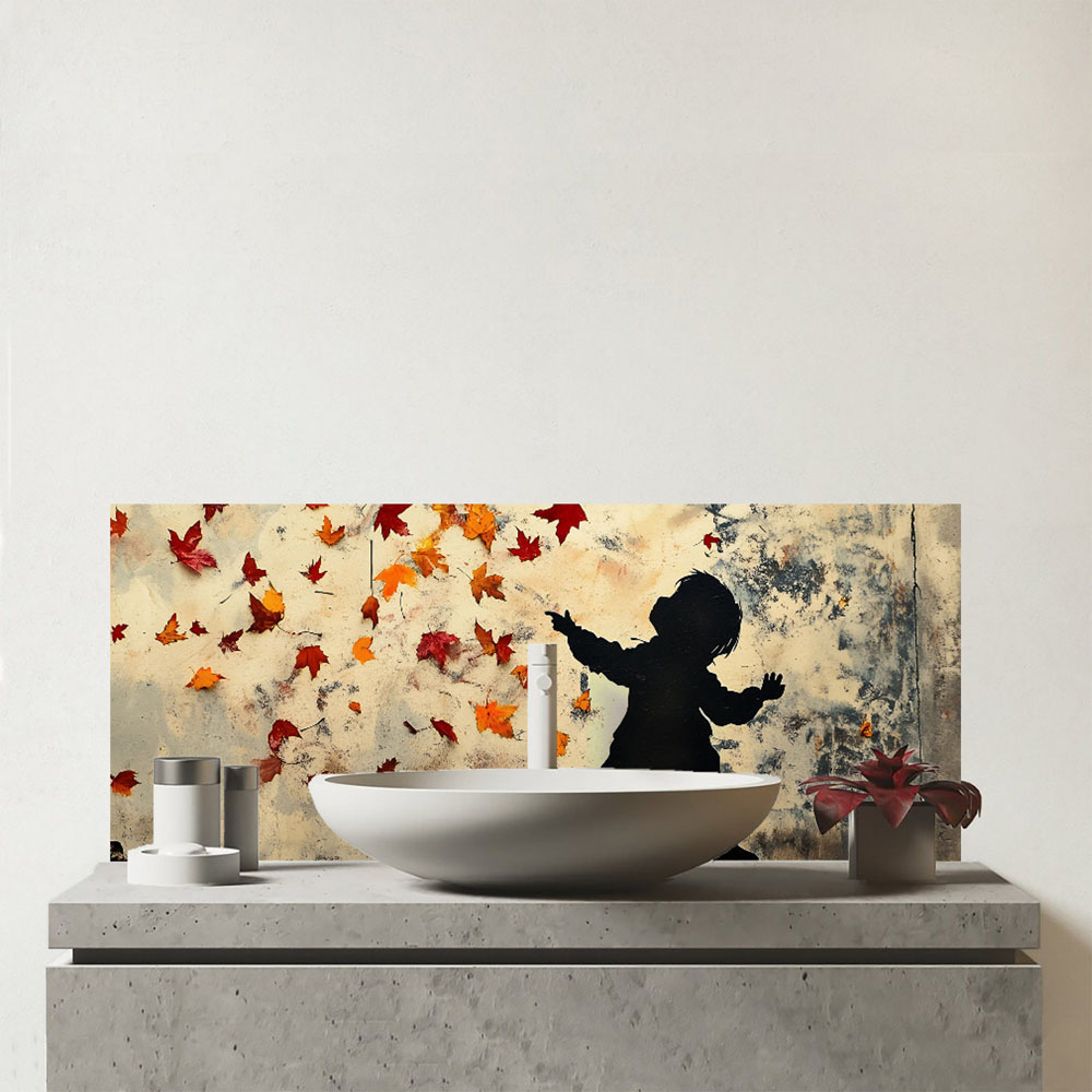 Warren Reed Designer Memories of Autumn Days Glass Bathroom Splashback 25 x 60cm Image 1