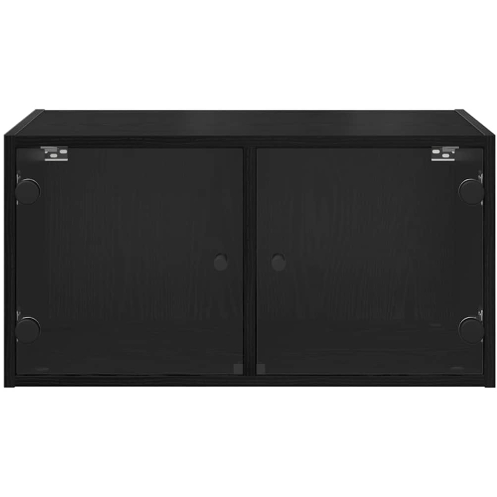 vidaXL 2 Glass Door Black Oak Wall Cabinet Set of 2 Image 4