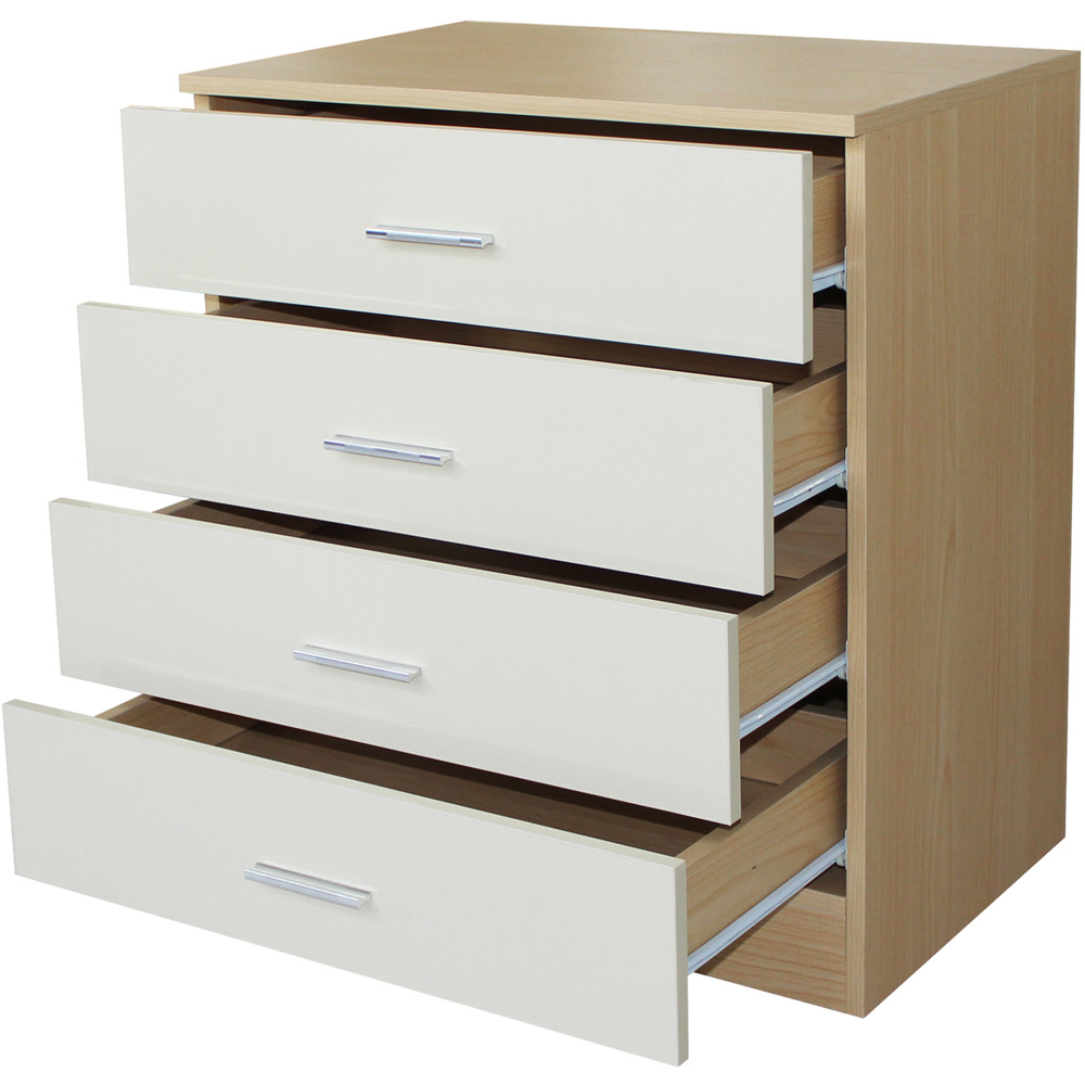 Brooklyn 4 Drawer Oak and Cream High Gloss Chest of Drawers Image 2