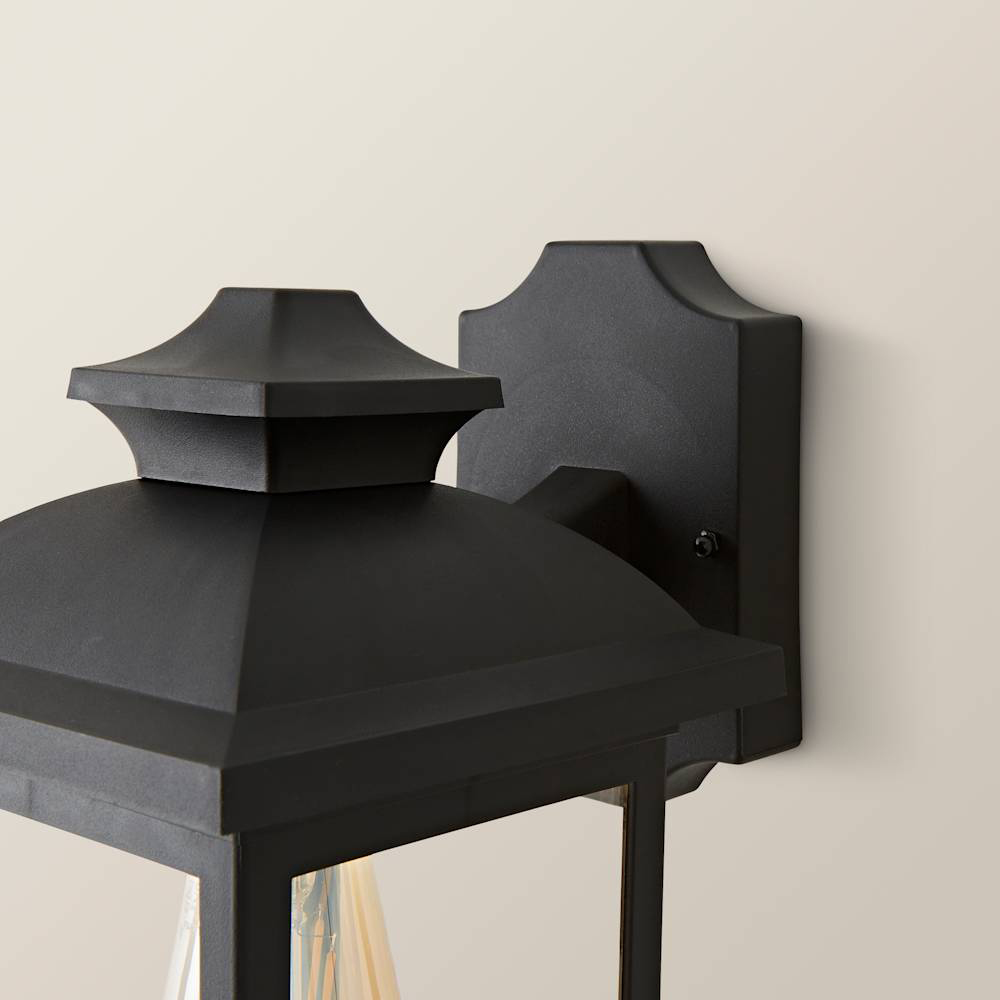 ValueLights Leo Matte Black Traditional Lantern LED Wall Light Image 3