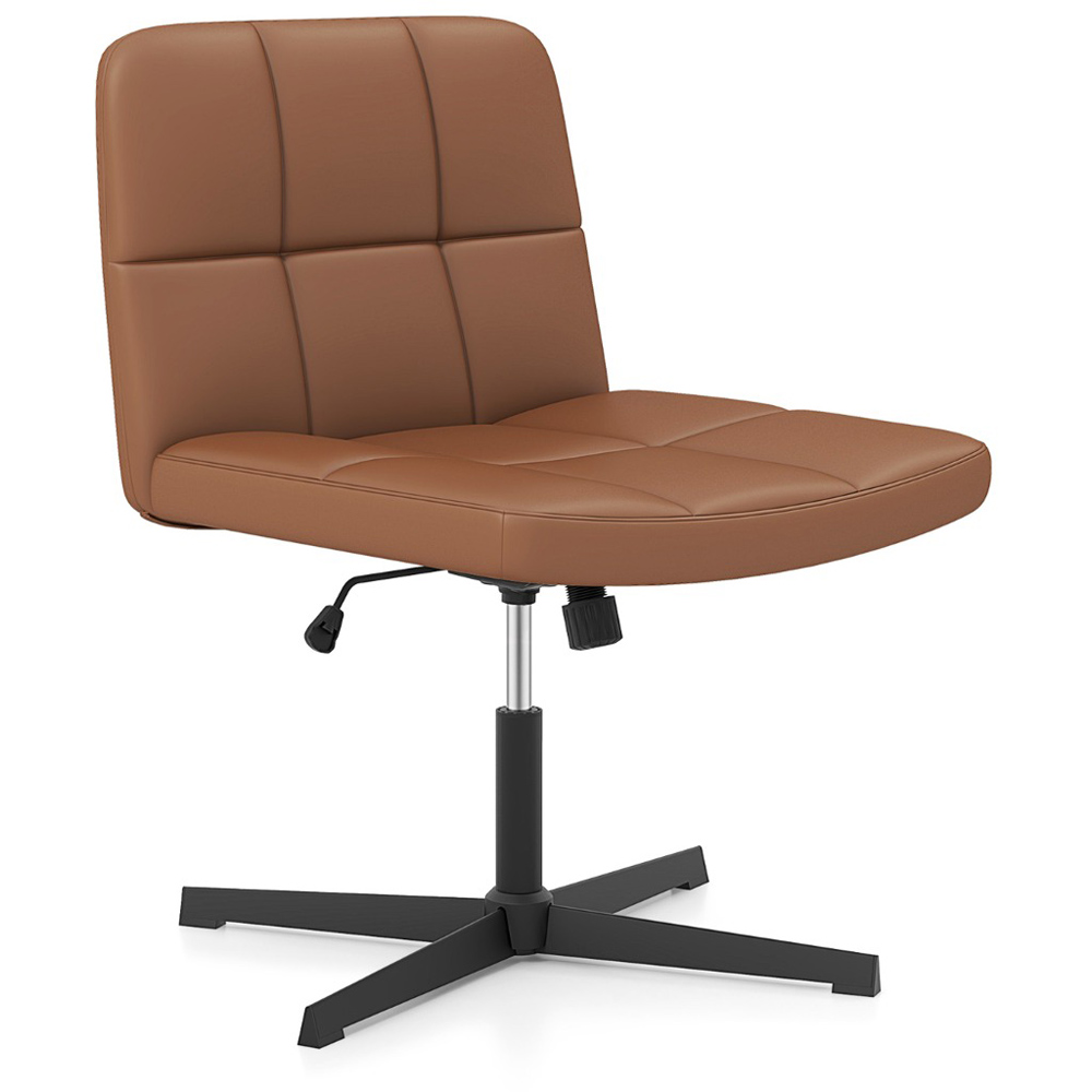 Costway Brown PU Leather Upholstered Office Chair Image 2