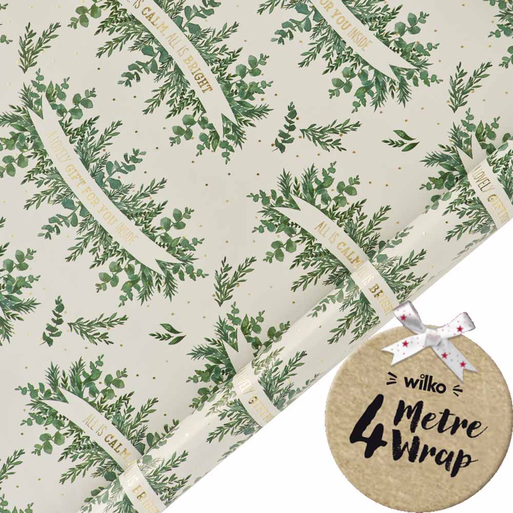 Wilko 4m Midwinter Craft Foliage Christmas Wrapping Paper Image 1