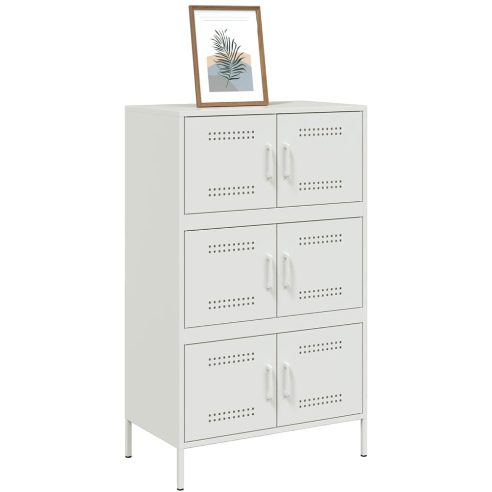 vidaXL 2 Door White Steel Highboard Image 4