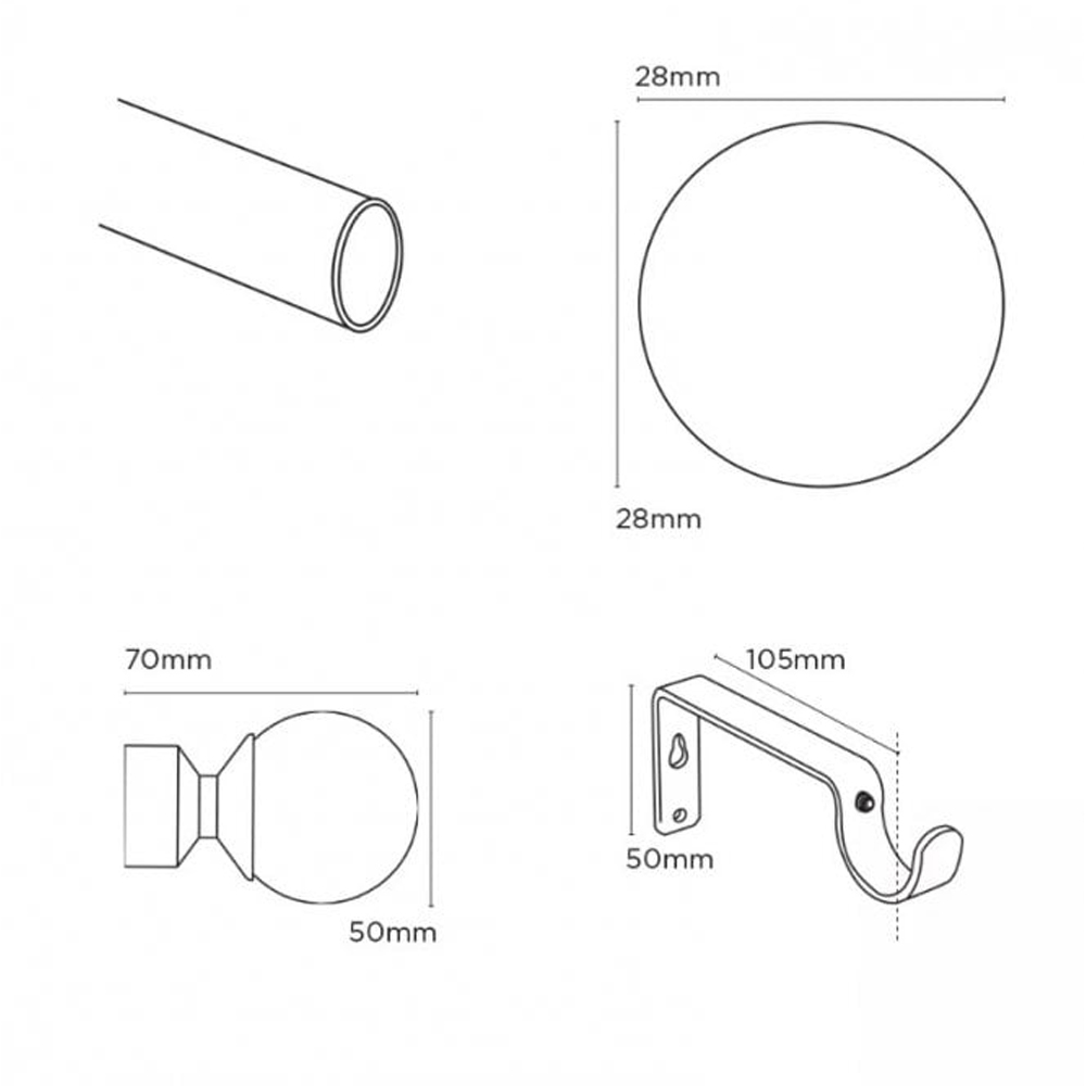 New Edge Blinds 150cm Satin Silver Ball End Eyelet Metal Curtain Pole Set Image 5