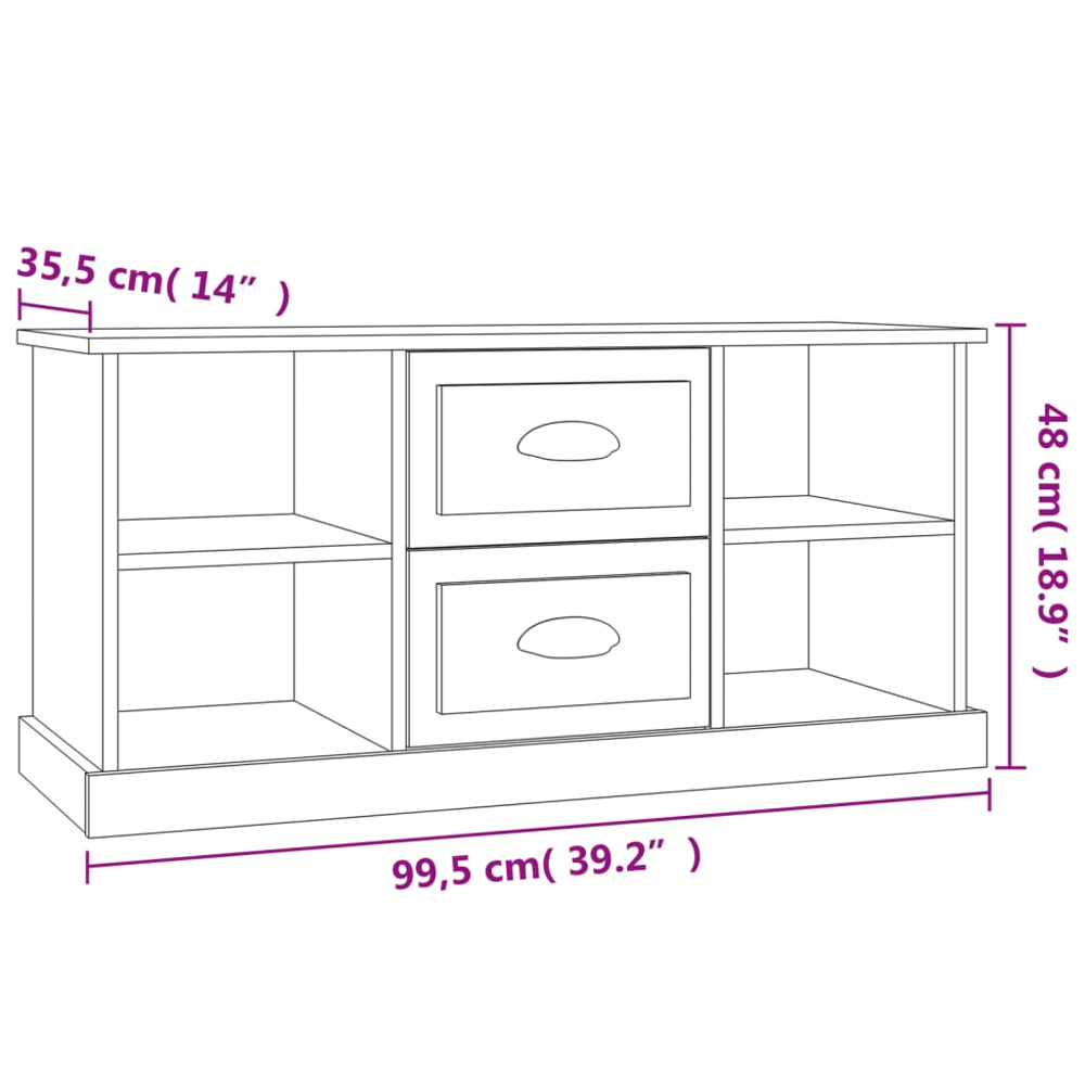 vidaXL 2 Drawer 4 Shelf Concrete Grey TV Cabinet Image 9