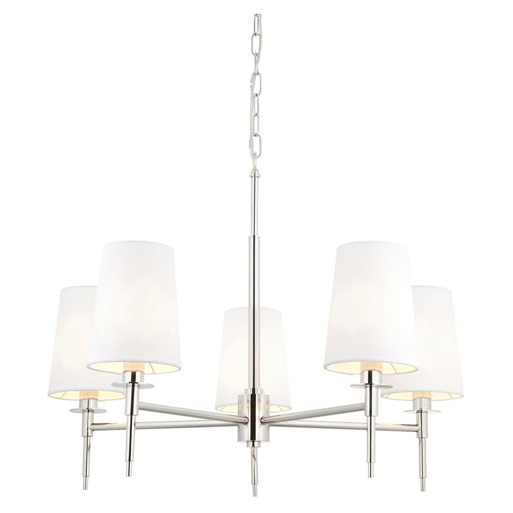 Merano Florence Multi Arm White and Nickle 5 Light Pendant Ceiling Lamp Image 3