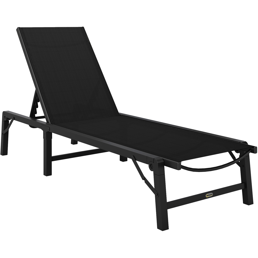 Outsunny Black 5 Level Adjustable Folding Sun Lounger Image 2