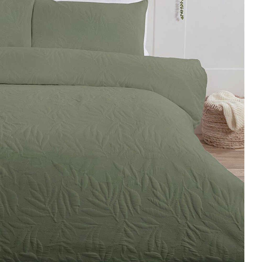 Avery Leaf Duvet Cover and Pillowcase Set - Olive Green / Superking Image 5