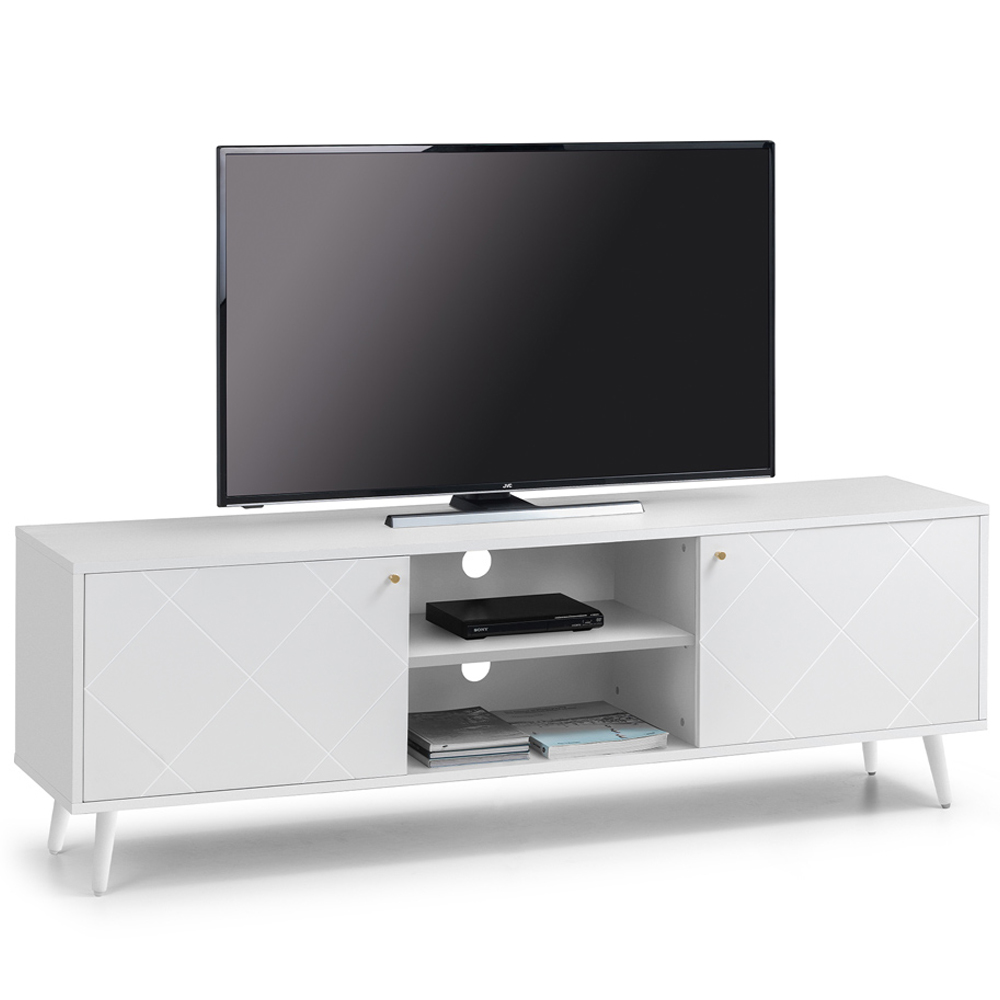 Julian Bowen Moritz 2 Door 2 Shelf White TV Unit Image 4