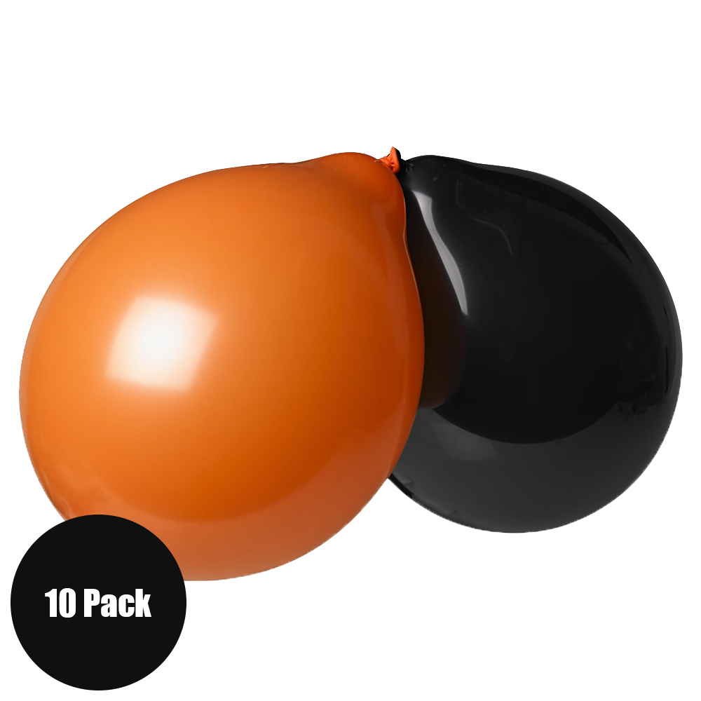 Wilko Orange and Black Balloons 10 Pack Image 1