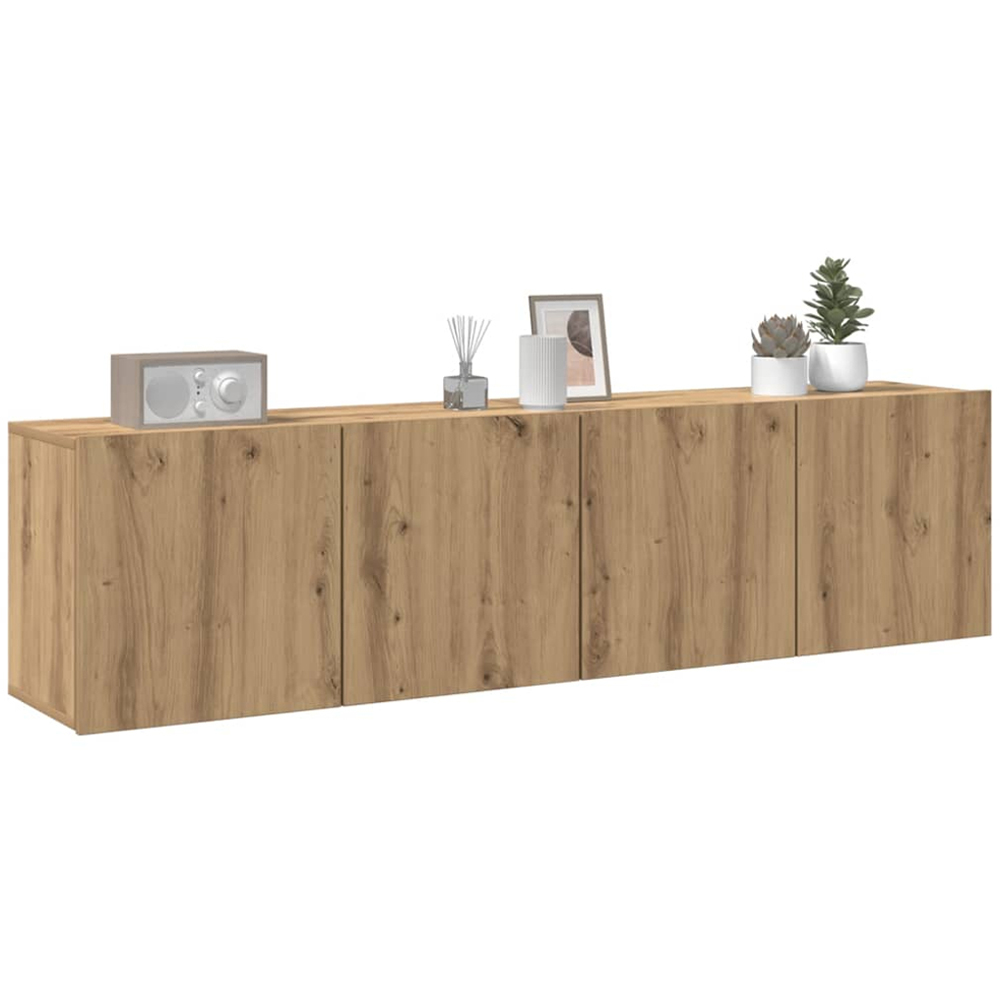 vidaXL 2 Door Artisan Oak Wall Mounted TV Cabinet Set of 2 Image 3