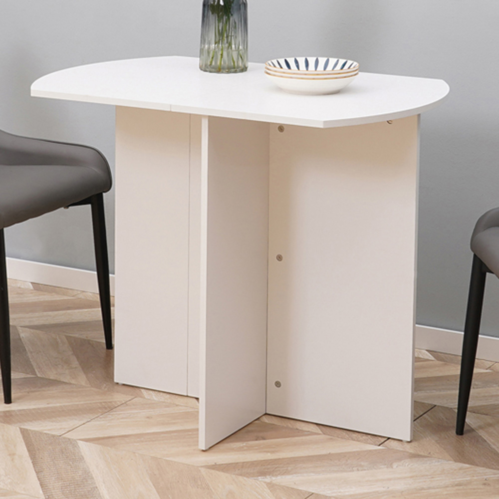 HOMCOM 4 Seater White Drop Leaf Dining Table Image 1
