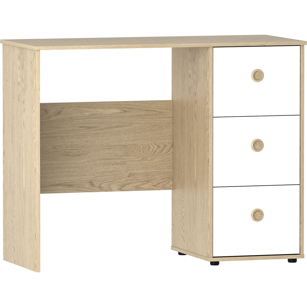 Junior Vida Neptune 3 Drawer White and Oak Desk Image 2