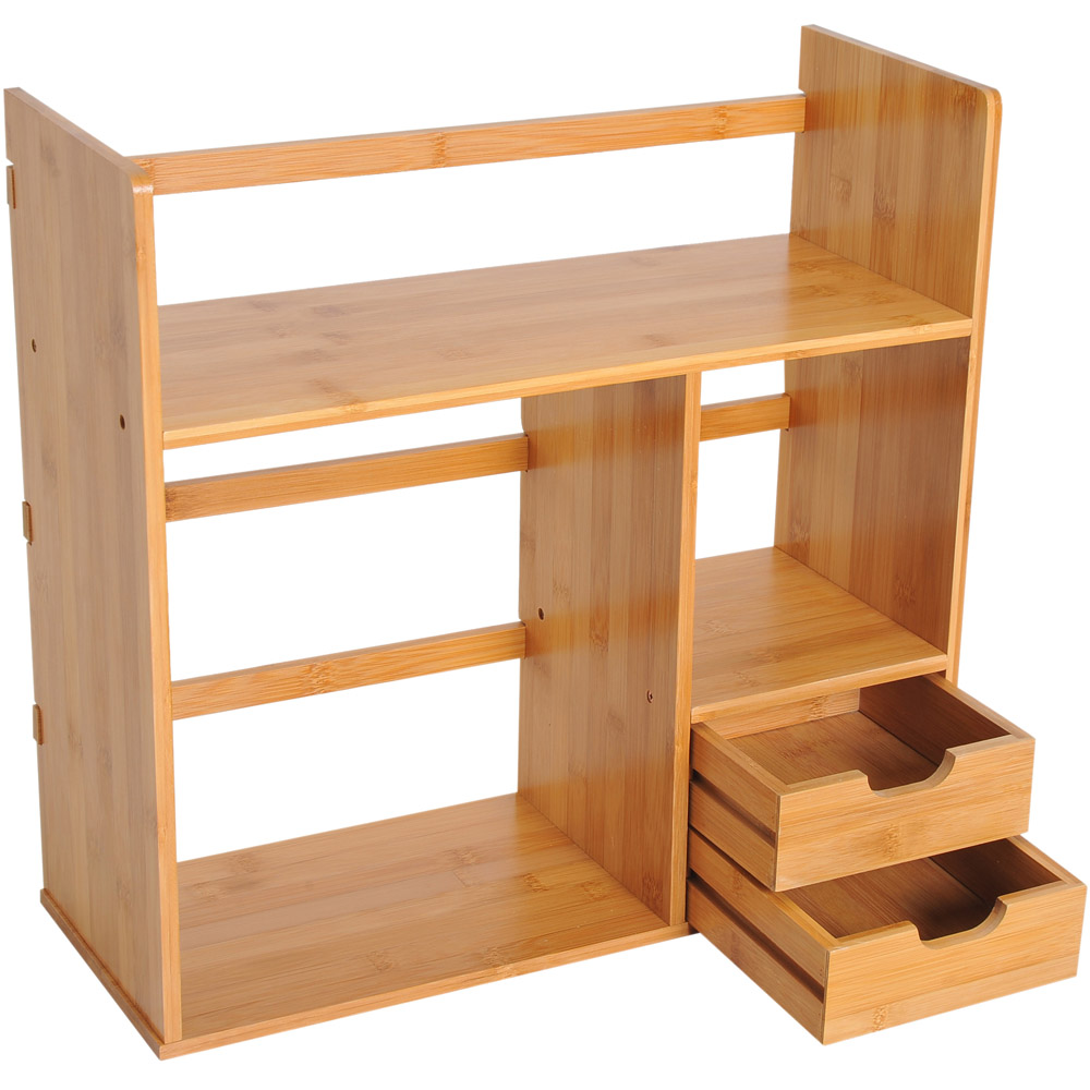 HOMCOM Bamboo Desk Organiser Shelving System Image 5
