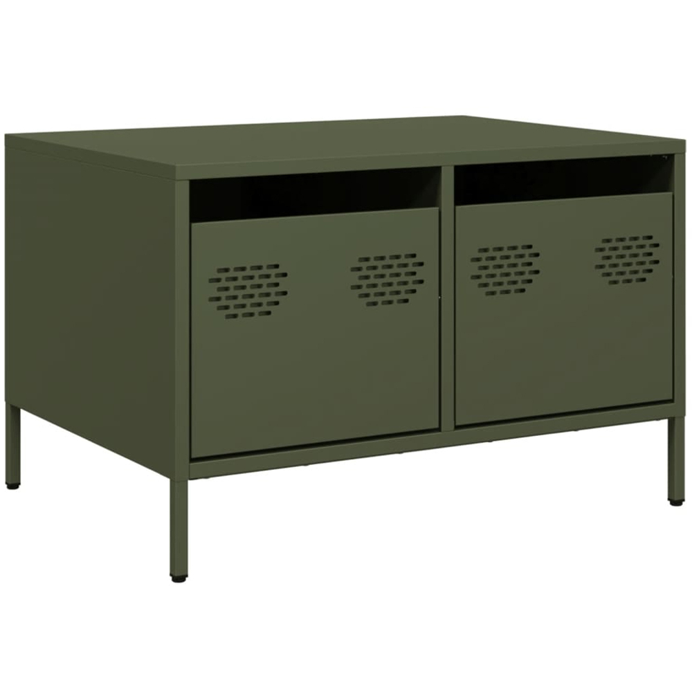 vidaXL 2 Drawer Olive Green Steel Broad TV Cabinet Image 2