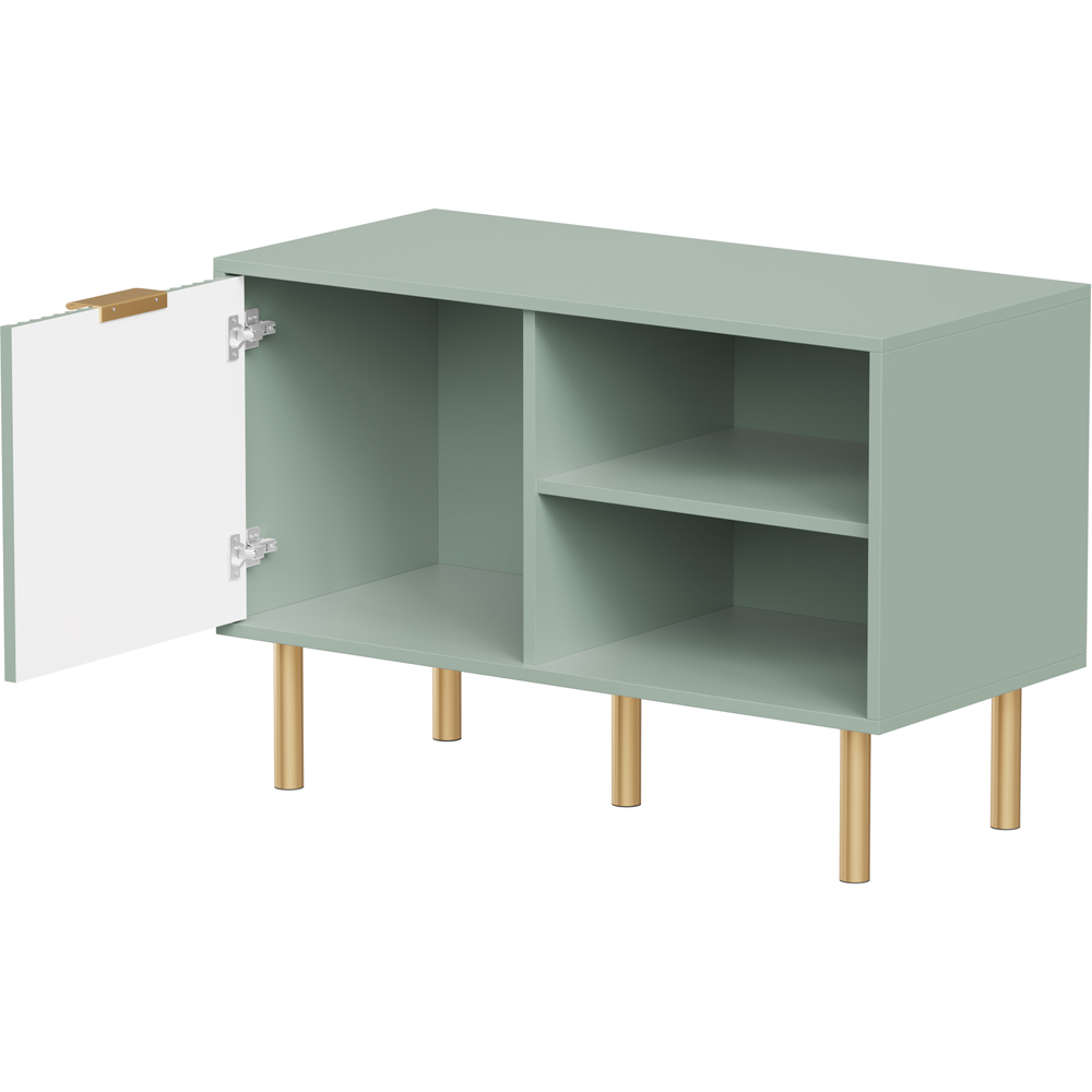 FurnitureHMD Single Door 2 Shelf Green Wave Pattern TV Unit Image 4
