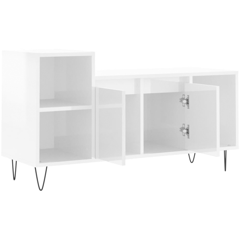 vidaXL 2 Door 3 Shelf High Gloss White TV Cabinet Image 6