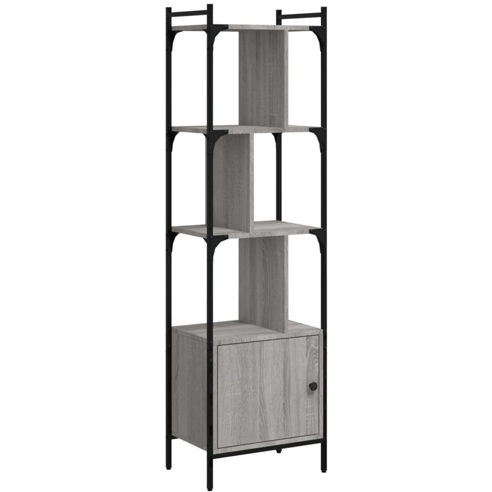 vidaXL Single Door 6 Shelf Grey Sonoma Bookcase Image 2