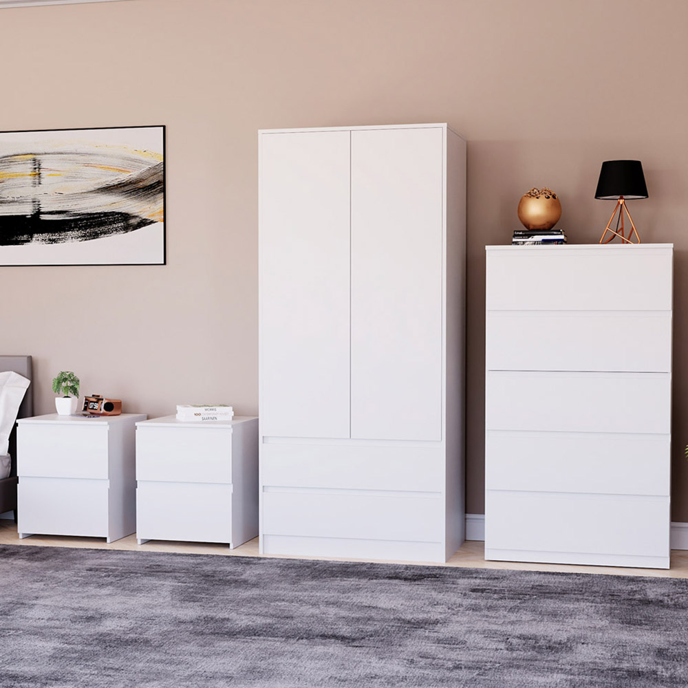 Denver White 4 Piece Bedroom Furniture Set Image 1
