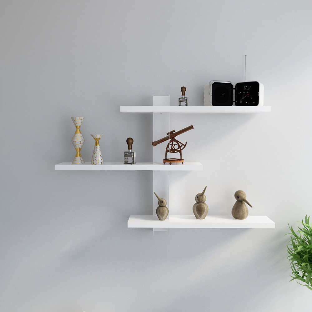 Decorotika Mita 3 Tier White Wall Mounted Shelf Image 2