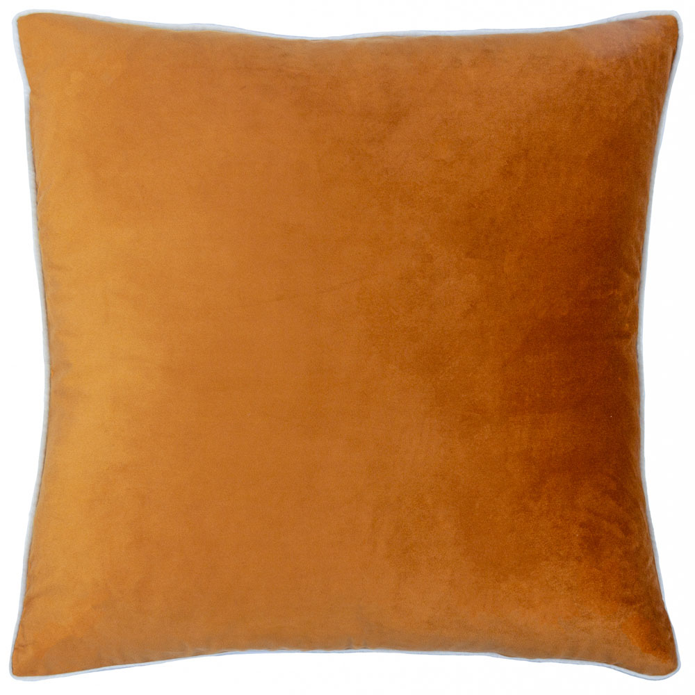Furn Meridian Ginger and Ecru Velvet Cushion 45 x 45cm Image 1