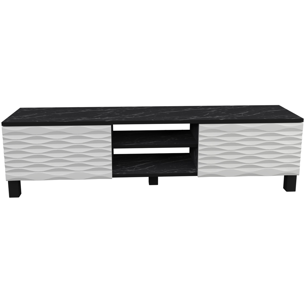 Decorotika Lukas 2 Door 2 Black Marble Effect and White TV Unit Image 6