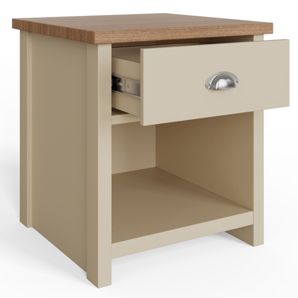 GFW Lancaster Single Drawer Single Shelf Cream Lamp Table Image 2
