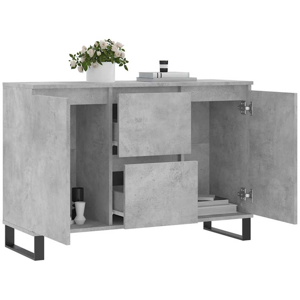 vidaXL 2 Door 2 Drawer Concrete Grey Sideboard Image 4