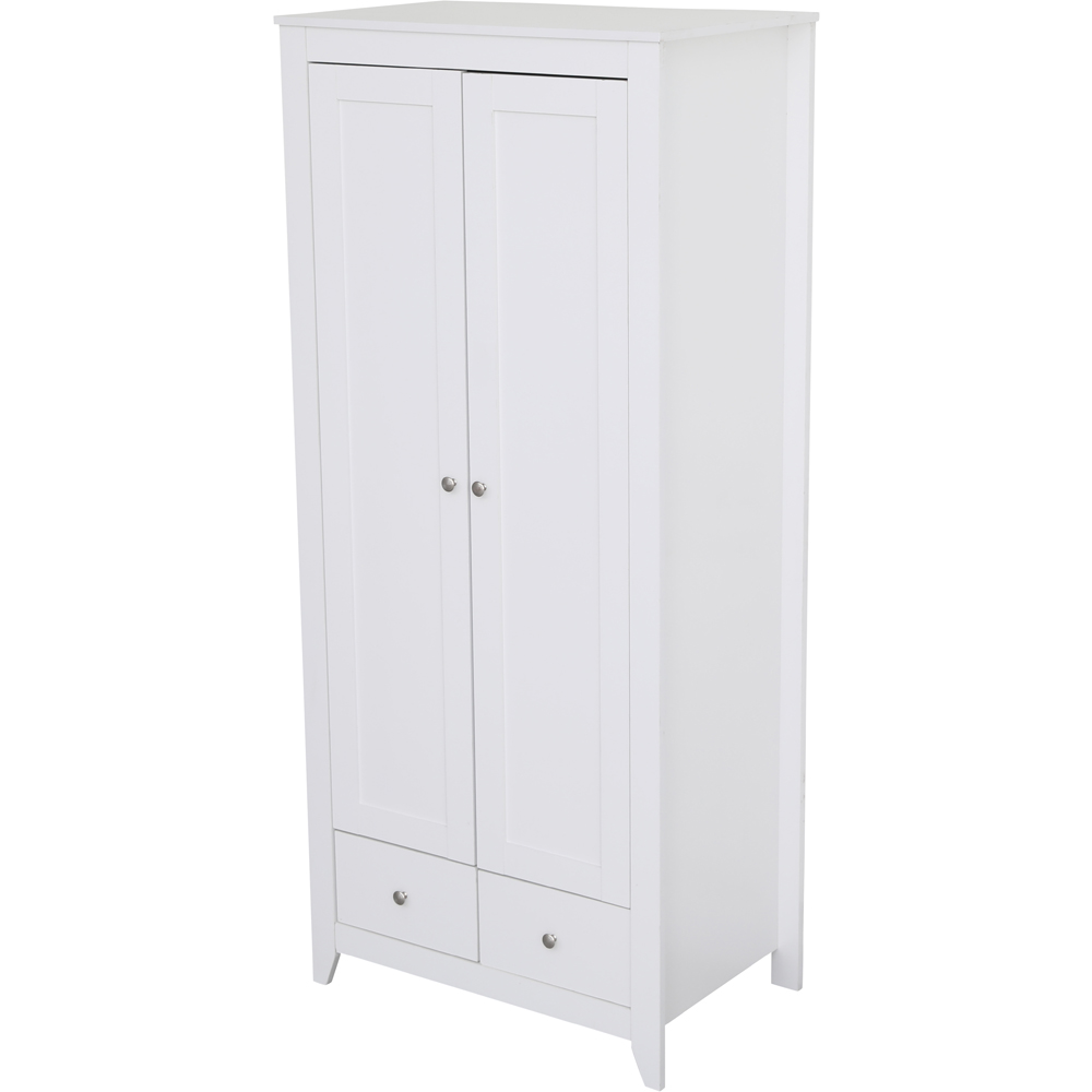 FurnitureHMD 2 Door 2 Drawer White Wooden Wardrobe Image 3