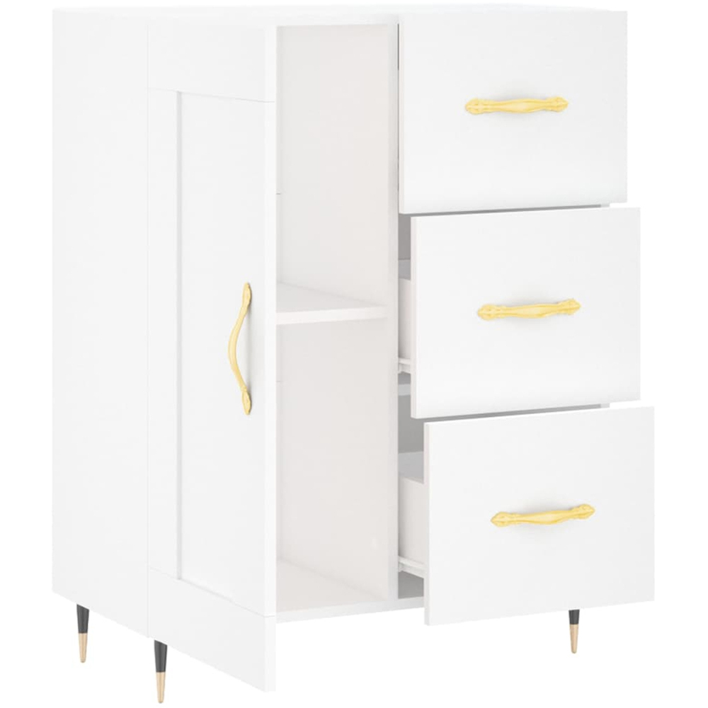 vidaXL Single Door 3 Drawer White Sideboard Image 6