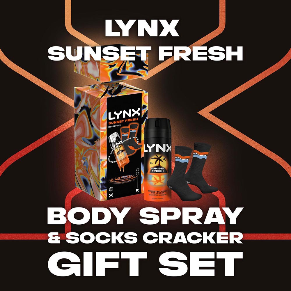 Lynx Sunset Fresh Citrus Scent Body Spray and Socks Cracker Gift Set 4 Pack Image 5