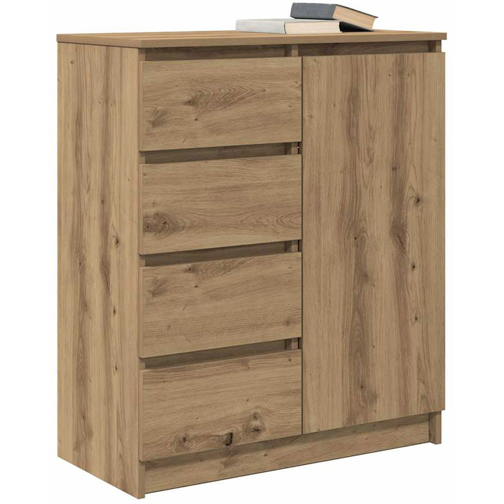 vidaXL Single Door 4 Drawer Artisan Oak Sideboard Image 4