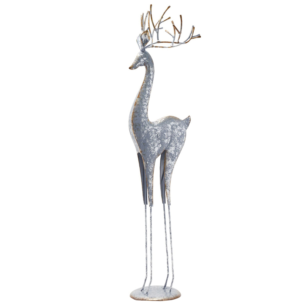 The Christmas Gift Co Silver Reindeer Decoration Image 1