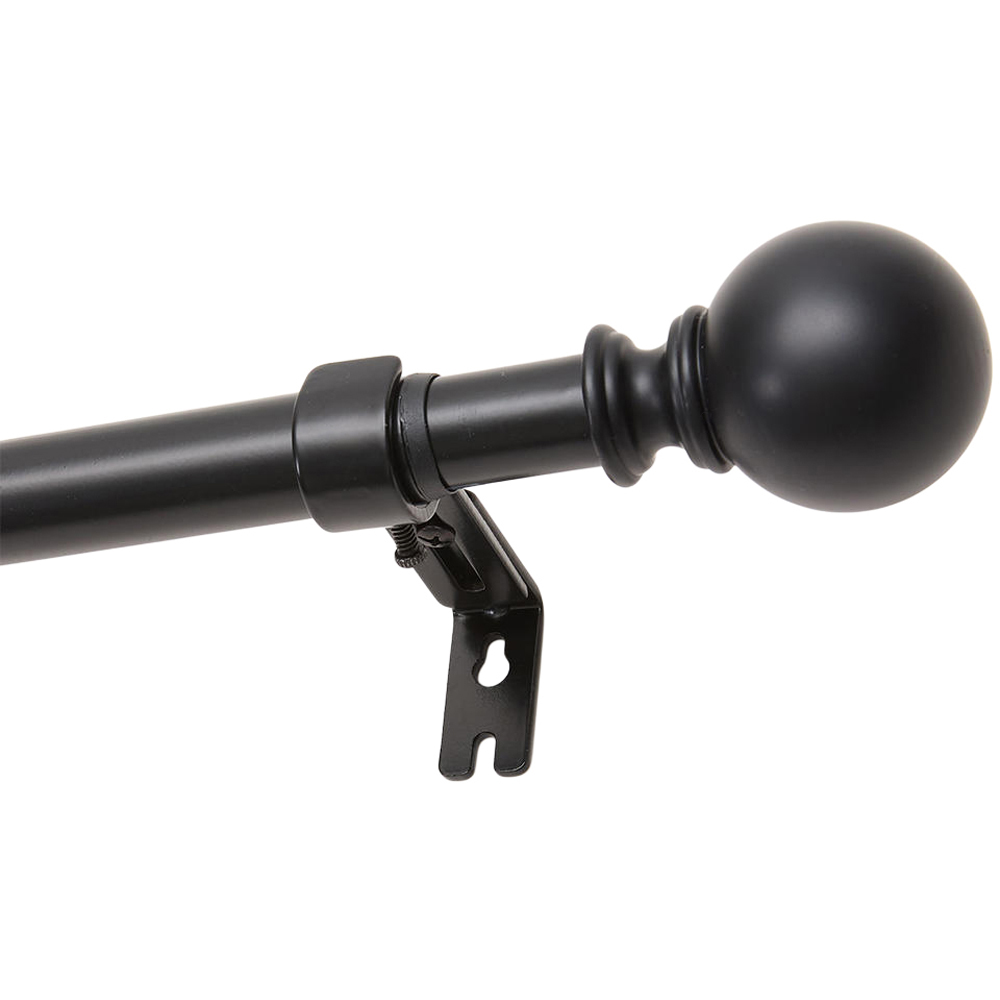 Living and Home 183-366cm Glossy Black Telescopic Curtain Pole with Brackets and Ball Finials Image 5