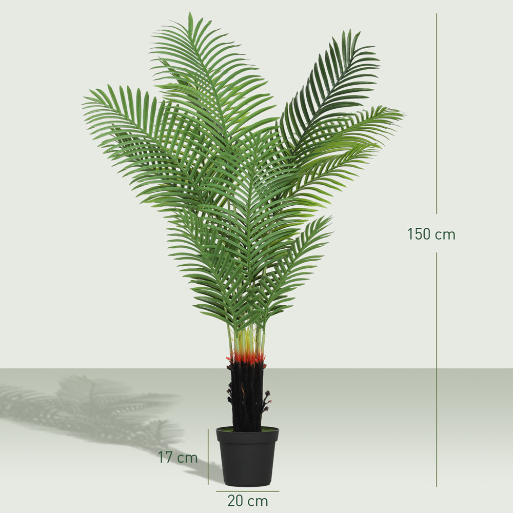 HOMCOM Areca Palm Tree Artificial Plant Pot with Flocked Soil 150cm Image 9