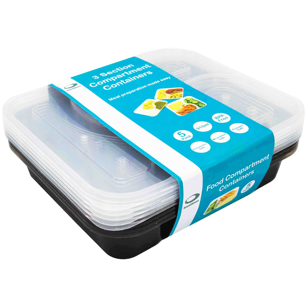 RoundHouse Compartment Food Containers 910ml 5 Pack Image 2