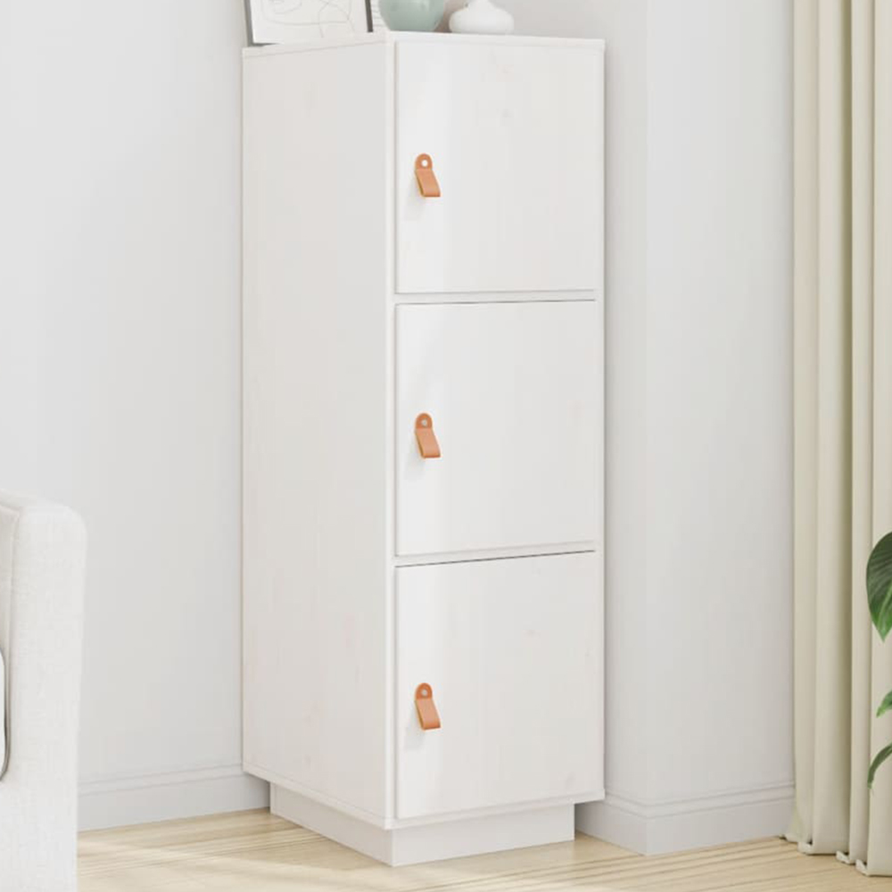 vidaXL 3 Door White Pine Wood Highboard Image 1