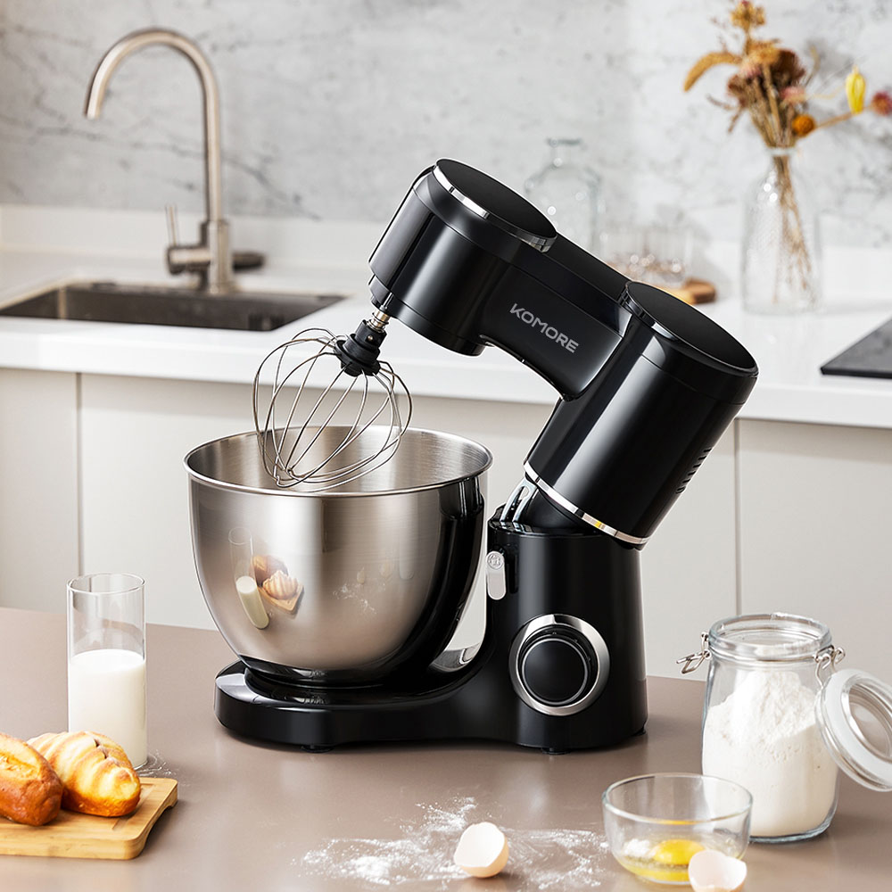Komore AI1342 Black Multifunctional Stand Mixer with Steel Bowl Image 8