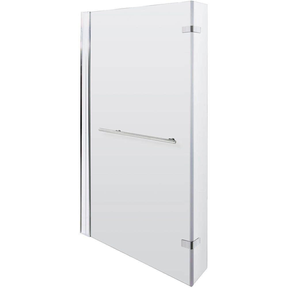 nuie Polished Chrome L-Shaped Hinged Bath Screen with Rail 6mm Image 1